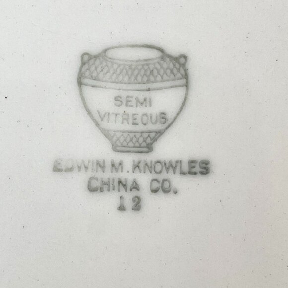 Vintage Edwin Knowles Semi-Vitreous China Oval Platter 14x10" w/Pink Floral - Picture 2 of 9